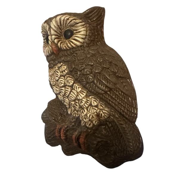 Vintage 1970s Midcentury Modern MCM Foam Molded Resin Owl Wall Hanging Art Decor - Picture 4 of 7